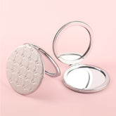 Fashionable PU Eco-Friendly Leather Round Cosmetic Mirror, HD Glass and Plating Silver Metal Frame, Diameter 70*70mm, Exquisite and Portable, Essential for Makeup